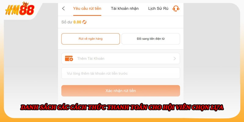 Danh sách các cách thức thanh toán cho hội viên chọn lựa